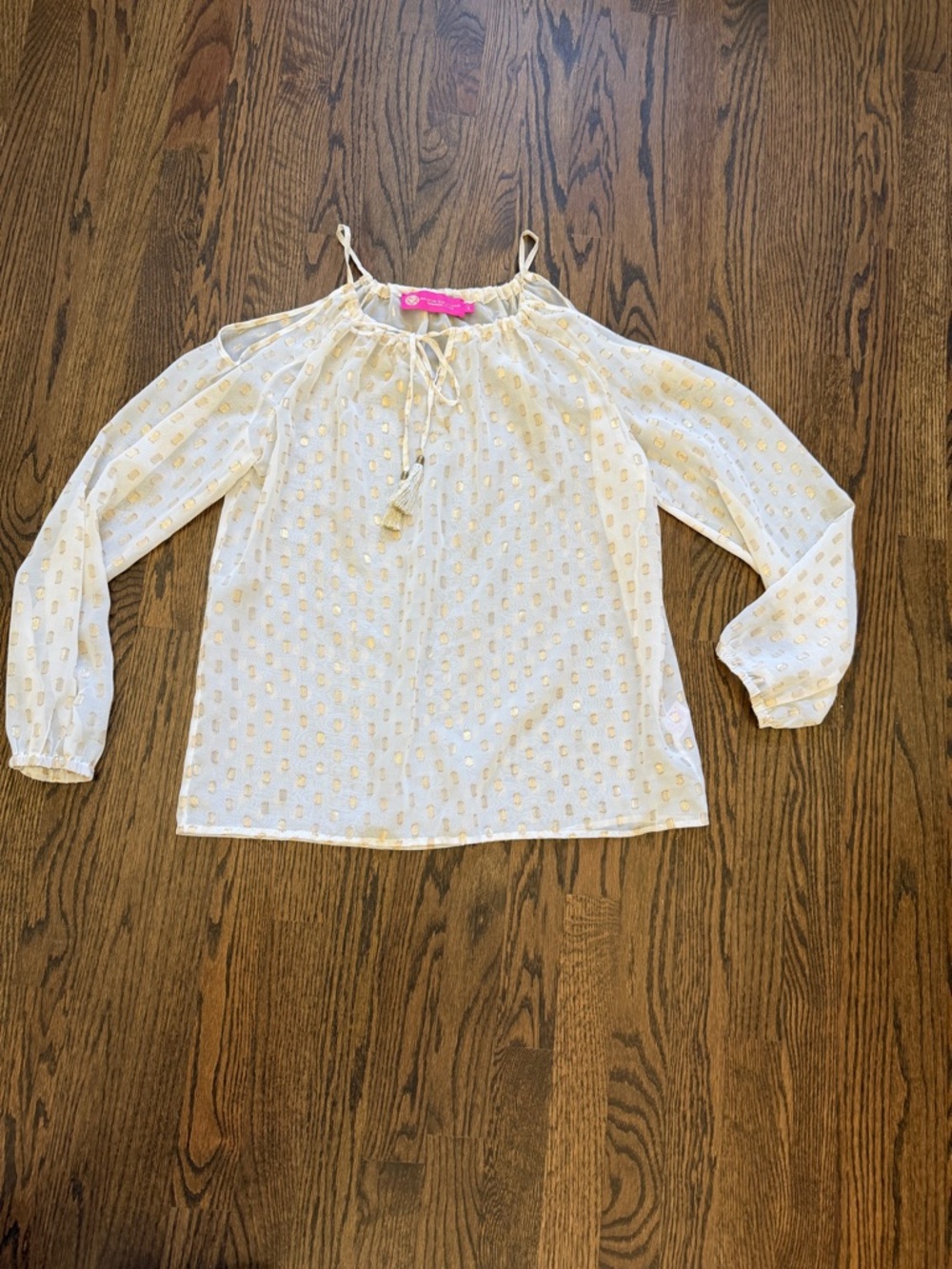 Macbeth Collection by Margaret Josephs White Blouse with Gold Dot Accents